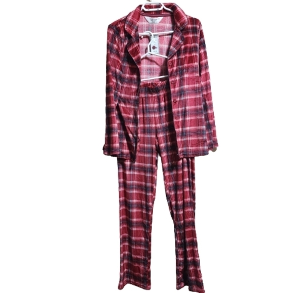 Denver Hayes pajamas plaid fleece pants and top set color red size medium - Picture 1 of 5